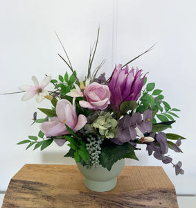 Faux arrangement purple & green