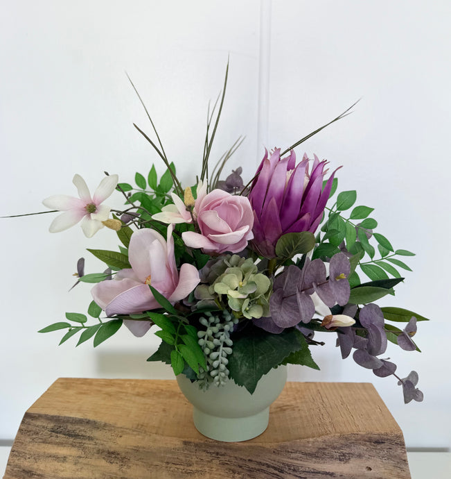 Faux arrangement purple & green