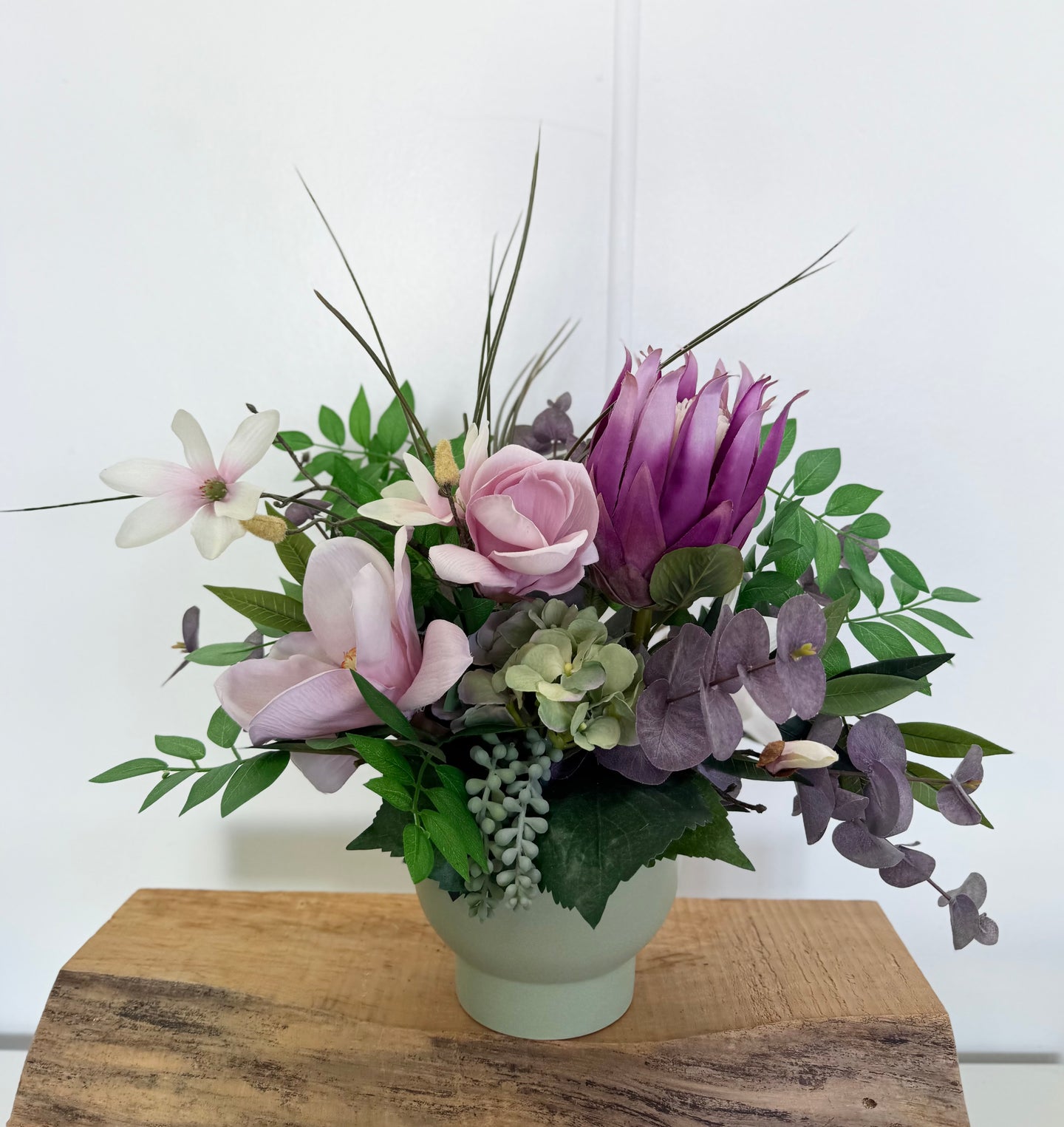 Faux arrangement purple & green