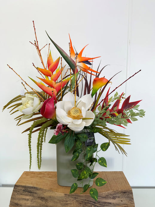 Large faux tropical arrangement