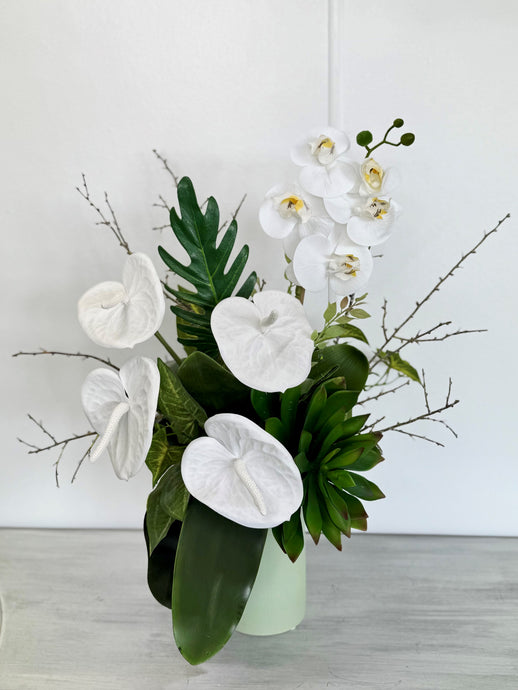 Faux tall white arrangement