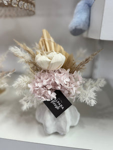 Dried arrangement pink & white