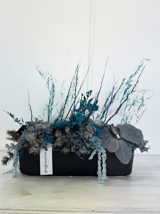 Long moody blues dried arrangement