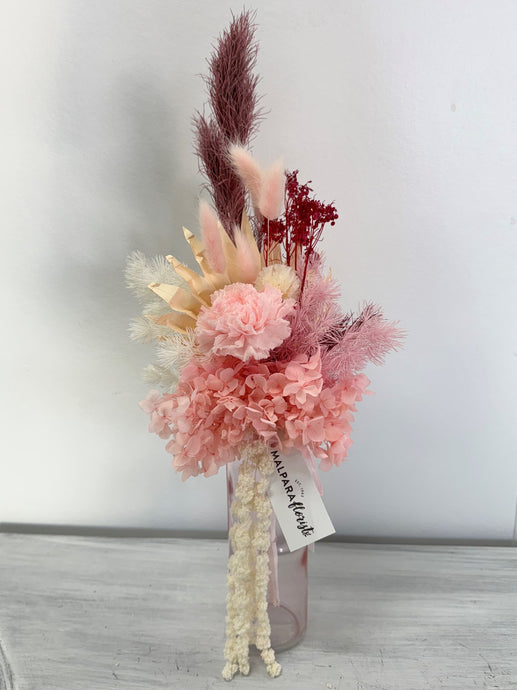 Pink dried arrangement