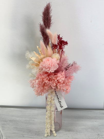 Pink dried arrangement