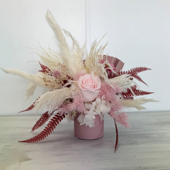 Pretty in pink and burgundy dried arrangement 2.0