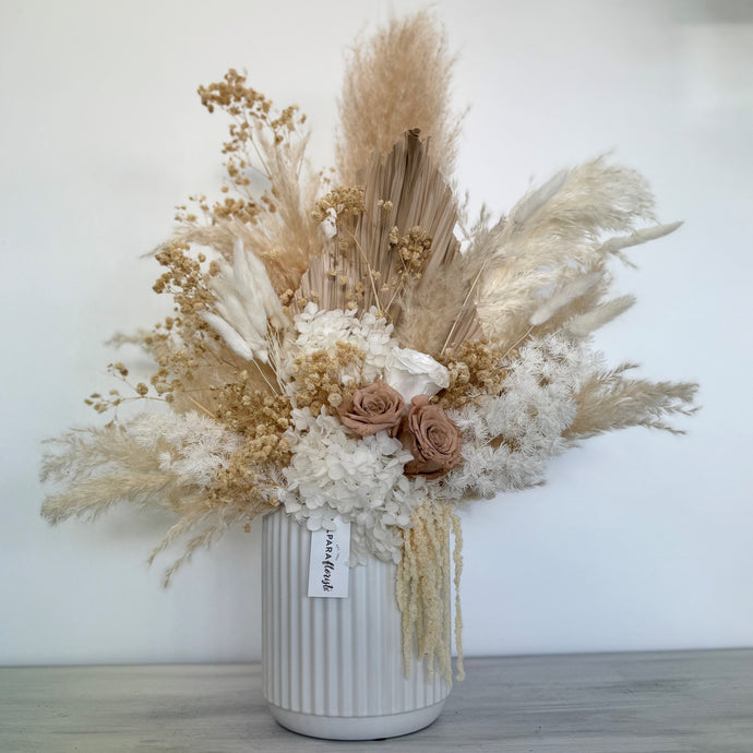 Large cream and beige dried arrangement