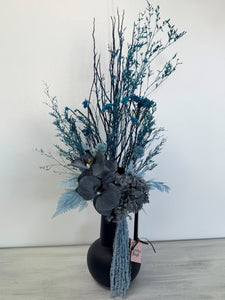 Tall moody blues dried arrangement