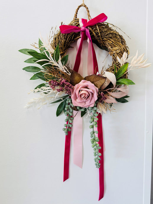 Mini pink & gold Christmas wreath