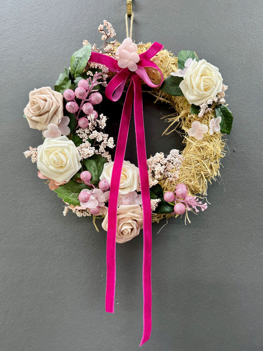 Medium rose gold & pink Christmas wreath